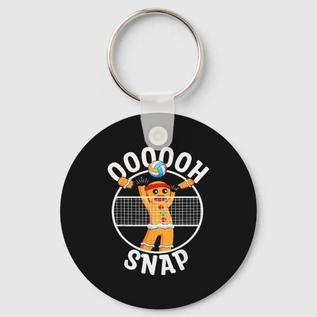 Oh Snap Gingerbread Man Blocker Christmas Volleyba Keychain (Front)