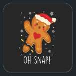 Oh Snap Gingerbread Man Christmas Family Santa Hat Square Sticker<br><div class="desc">This is a great gift for your family,  friends during Hanukkah holiday. They will be happy to receive this gift from you during Hanukkah holiday.</div>