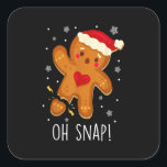 Oh Snap Gingerbread Man Christmas Family Santa Hat Square Sticker<br><div class="desc">This is a great gift for your family, friends during Hanukkah holiday. They will be happy to receive this gift from you during Hanukkah holiday.</div>