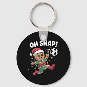 Oh Snap Gingerbread Man Christmas Soccer Kids Boy Keychain