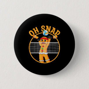 Oh Snap Gingerbread Man Christmas Volleyball 2 Inch Round Button