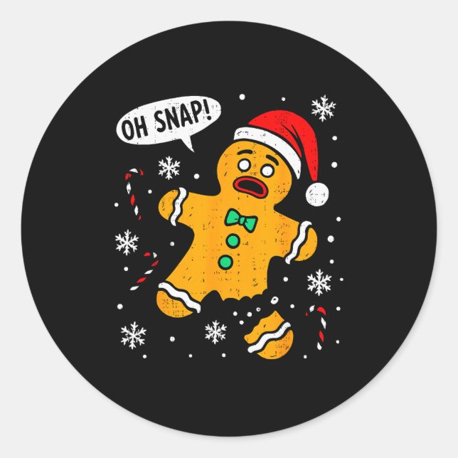 Oh Snap Gingerbread Man Christmas Xmas Cookie Baki Classic Round Sticker (Front)