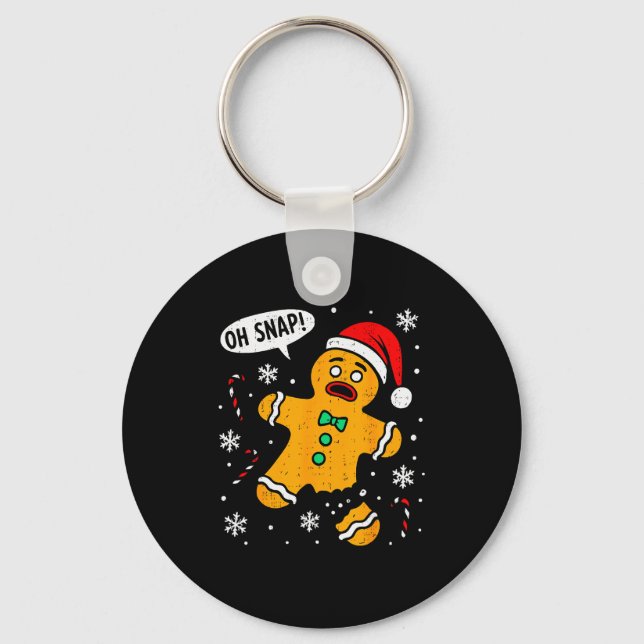 Oh Snap Gingerbread Man Christmas Xmas Cookie Baki Keychain (Front)