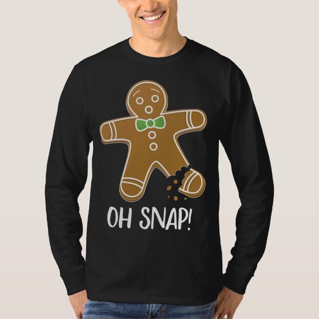 Oh Snap Gingerbread Man Cookie Broken Leg Funny T-Shirt (Front)