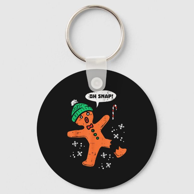 Oh Snap Gingerbread Man Funny Christmas Xmas Men W Keychain (Front)