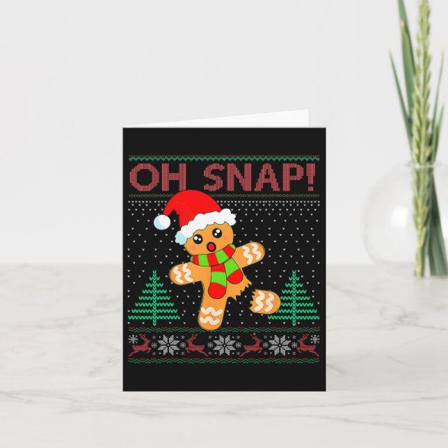 Oh Snap Gingerbread Man Merry Christmas Xmas Pajam Card (Front)
