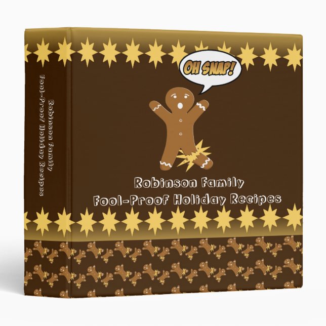 Oh Snap! Gingerbread Man Personalized Recipe Book Binder (Front/Spine)