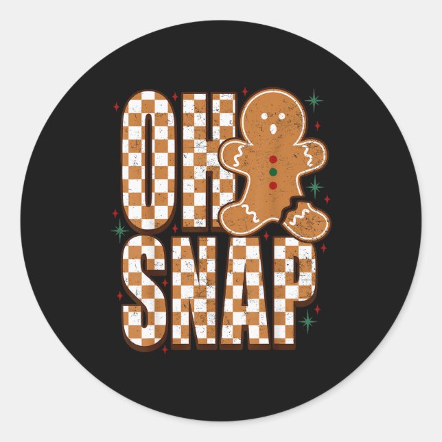 Oh Snap Gingerbread Man Shirt Adult Kids Men Women Classic Round Sticker (Front)