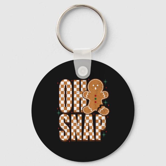 Oh Snap Gingerbread Man Shirt Adult Kids Men Women Keychain (Front)