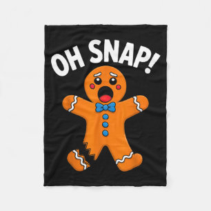 Oh Snap Gingerbread Man Xmas Boys Girls Kids Adult Fleece Blanket