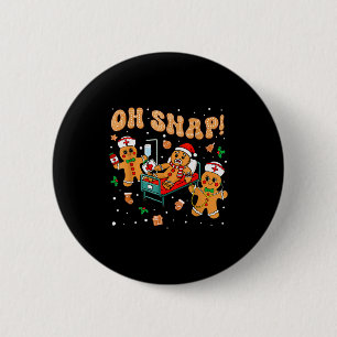 Oh Snap Gingerbread Nurse Funny Nursing Christmas  2 Inch Round Button