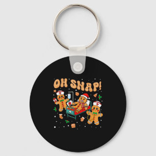 Oh Snap Gingerbread Nurse Funny Nursing Christmas Keychain