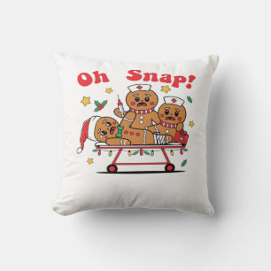 Oh Snap Gingerbread School Nurse Christmas Classic Throw Pillow