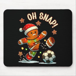 Oh Snap Gingerbread Soccer Xmas Light Holiday Mouse Pad