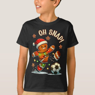 Oh Snap Gingerbread Soccer Xmas Light Holiday T-Shirt