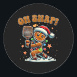 Oh Snap Gingerbreadman Christmas Picklell  Classic Round Sticker<br><div class="desc">Oh Snap Gingerbreadman Christmas Picklell</div>