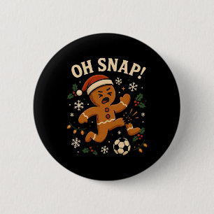 Oh Snap Gingerbreadman Christmas Soccer _1 2 Inch Round Button