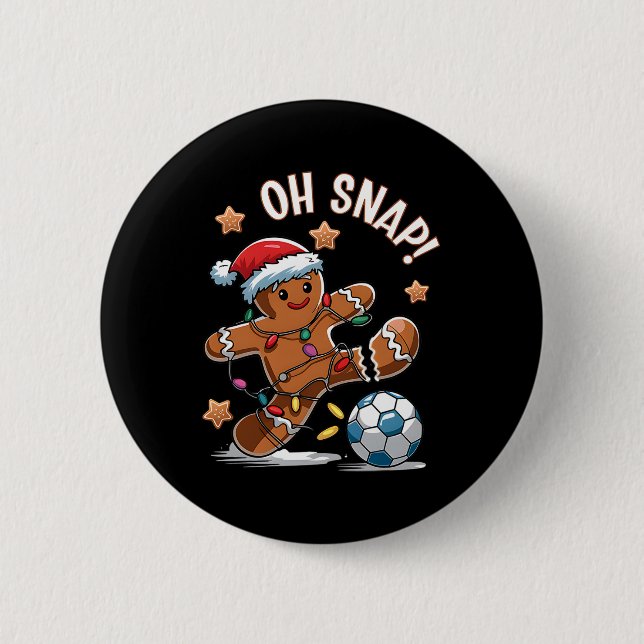 Oh Snap Gingerbreadman Christmas Soccer 1  2 Inch Round Button (Front)