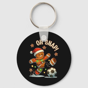 Oh Snap Gingerbreadman Christmas Soccer Keychain