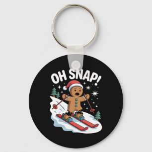 Oh Snap Gingerbreadman Skier Christmas Skiing Keychain