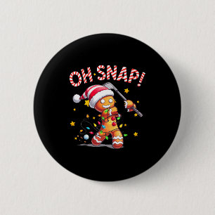 Oh Snap Gingerbreadman Xmas Golfer Golf Christmas  2 Inch Round Button