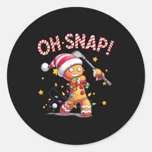 Oh Snap Gingerbreadman Xmas Golfer Golf Christmas Classic Round Sticker