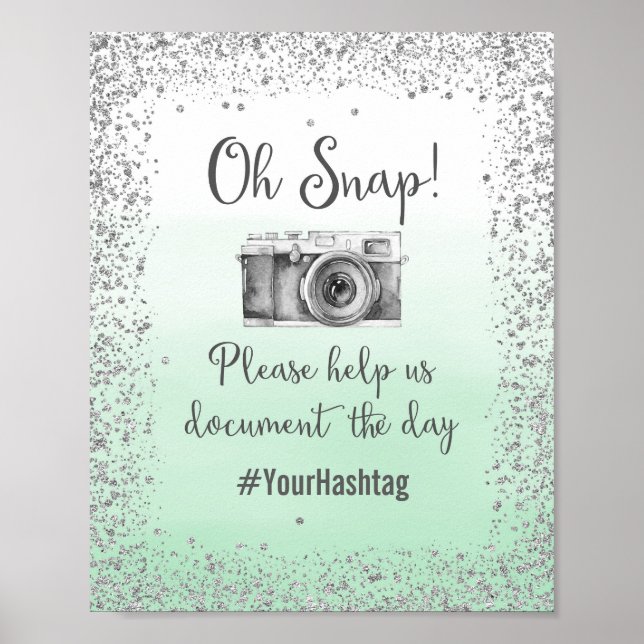 Oh Snap Hashtag Wedding Poster Print (Front)
