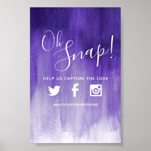 Oh snap hashtag wedding purple modern art poster