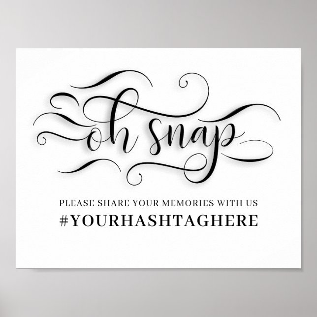 Oh Snap Hashtag Wedding Sign (Front)