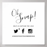 Oh snap hashtag wedding simple text mono