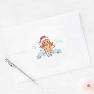 Oh Snap It's a Boy Gingerbread Mom Classic Round Sticker