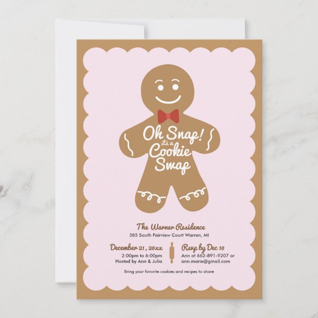 Oh Snap It's a Cookie Swap Holiday Party Invitation (Front)
