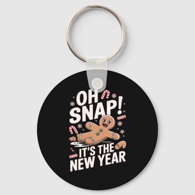 Oh Snap It's The New Year Gingerbread Man Christma Keychain (Front)