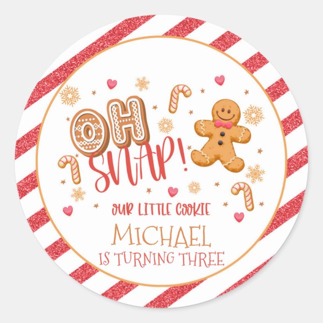 Oh Snap Our Little Cookie Sticker - Custom - Boy (Front)