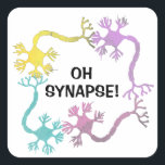 Oh Snap! Science Neuron Biology Teacher Funny Square Sticker<br><div class="desc">Play on the expression "oh snap!" - neurons pass electrical signals to each other at the synapse. Biology majors or science teachers will love this sticker!</div>