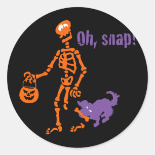 Oh, Snap Skeleton Classic Round Sticker
