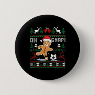 Oh Snap Soccer Gingerbreadman Christmas Ugly Xmas 2 Inch Round Button