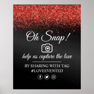 Oh Snap Social Media Taster Poster Black Red Parti