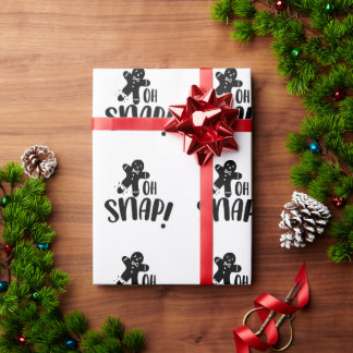 Oh Snap Typography Christmas Holiday Wrapping Paper
