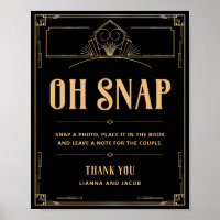 Oh Snap Vintage Art Déco 20s Black Gold Mariage