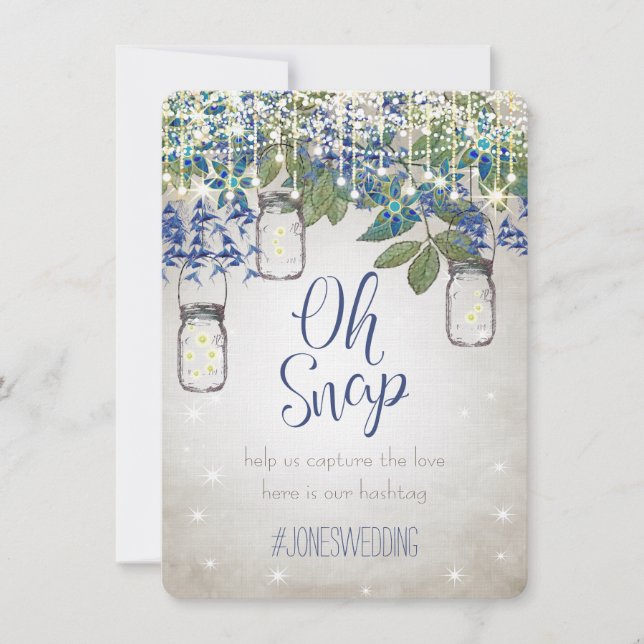 OH Snap Wedding Hashtag Table Signs Cards  (Front)