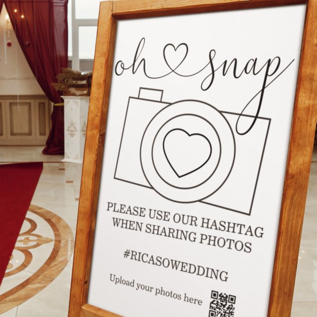 Oh Snap Wedding Photo Hashtag Personalized Poster (Creator Uploaded)