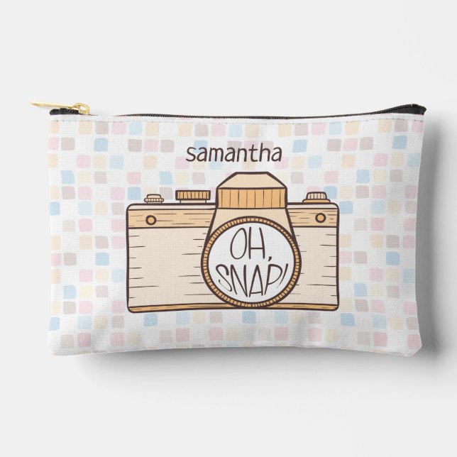 Oh Snap! Yellow Pastel Camera Accessory Pouch (Front)