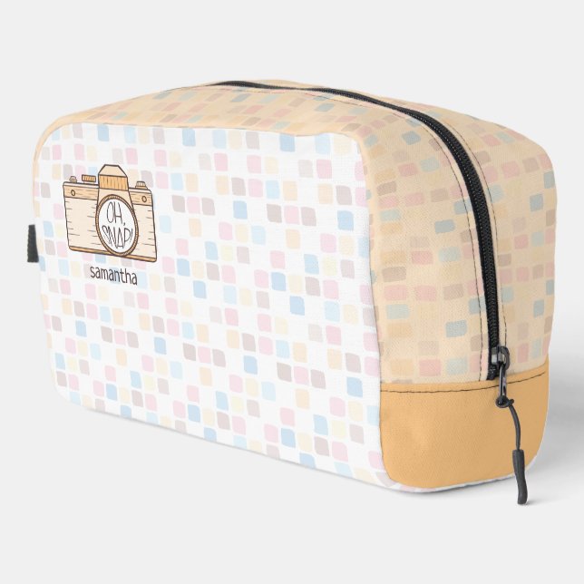 Oh Snap! Yellow Pastel Camera Toiletry Bag (Right Corner)