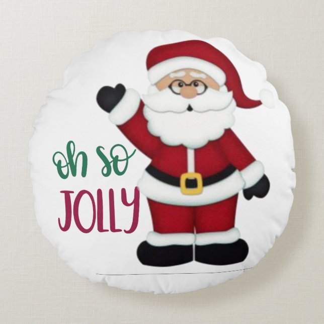Oh So Jolly Santa Design  Round Pillow (Front)