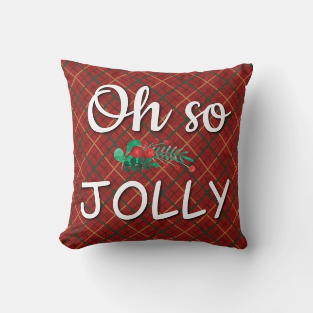 Oh So Jolly Santa Design Throw Pillow (Front)