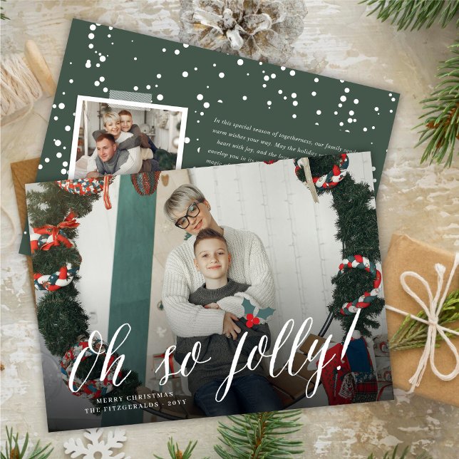 Oh So Jolly Simple Script Modern Christmas Photo Holiday Card (Creator Uploaded)