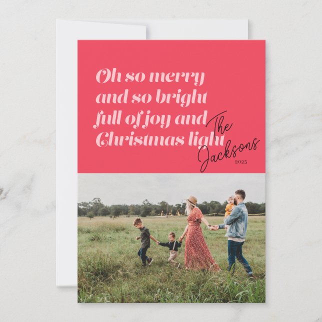 Oh So Joyeux Noël moderne Carte Coral (Devant)