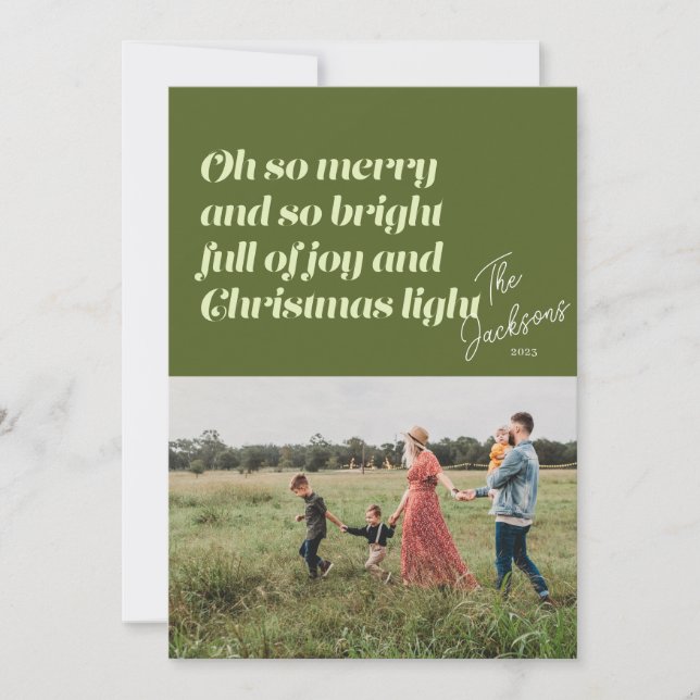 Oh So Joyeux Noël moderne Carte verte (Devant)