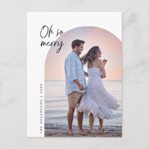 Oh So Merry, Family Photo, Arch Frame Greeting Postcard